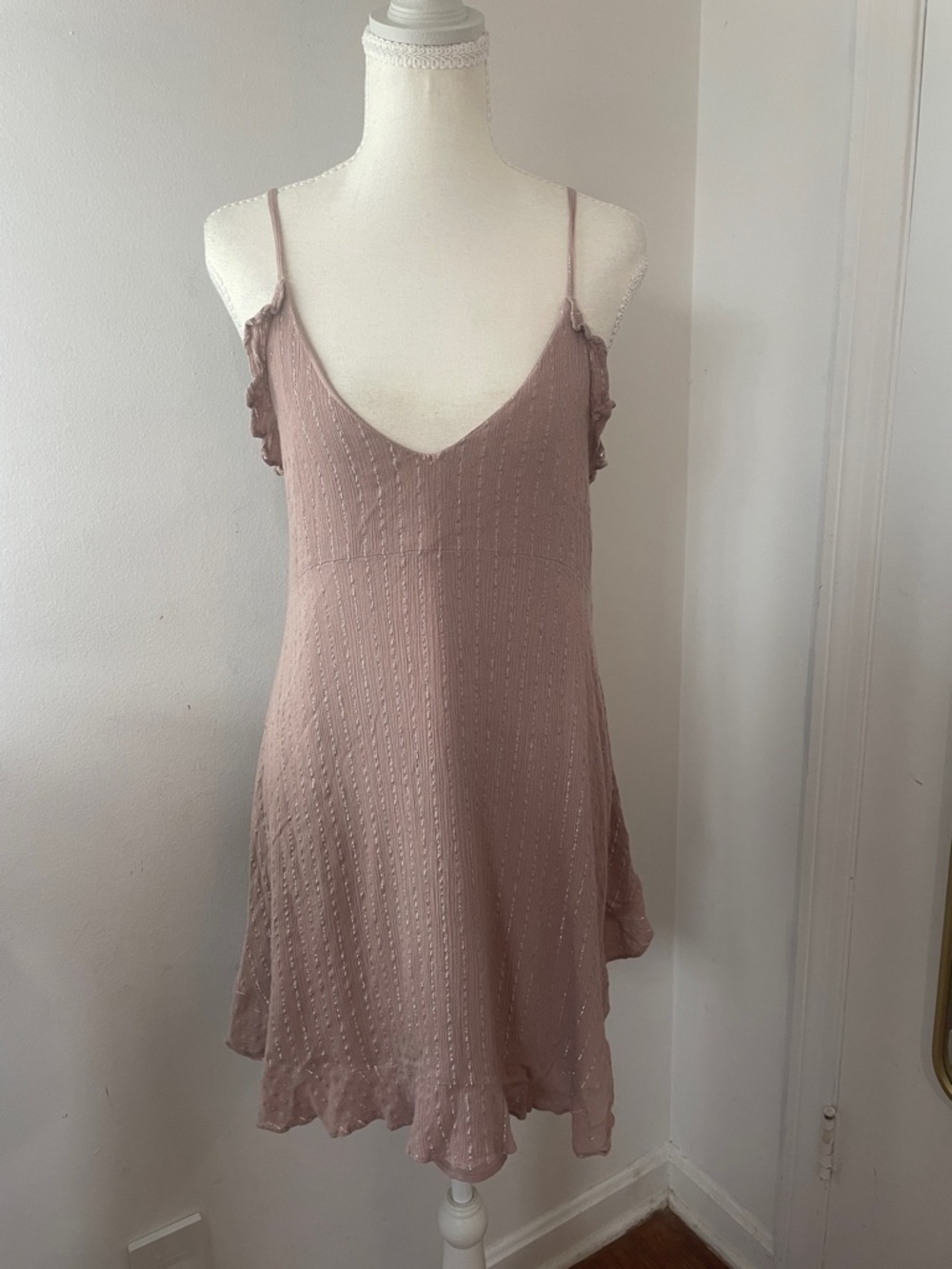 Dainty Hooligan Mauve Pink Ruffle Slip Camisole